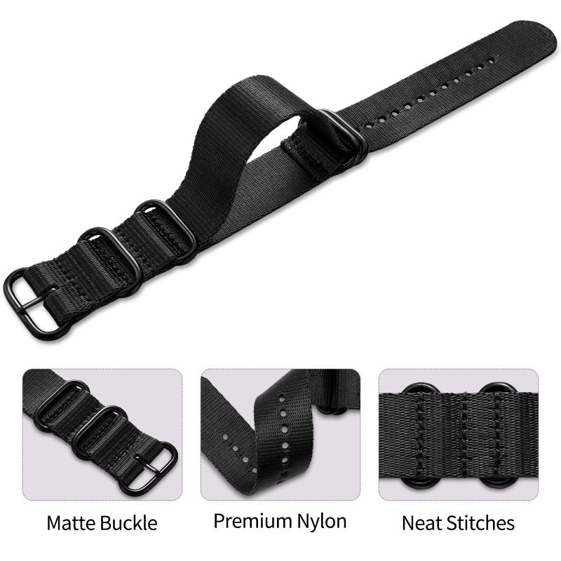 Ritche Christmas Gift 18mm Black Military Ballistic Nylon Strap With Black Heavy Buckle Compatible with Timex Weekender Watch Band, White Elephant Gifts, Stocking Stuffers for Men - Image 4